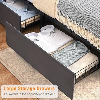 ベッドフレーム BED + MATTRESS with storage - 160x200 cm Full-Storage-Bed-Frame,-